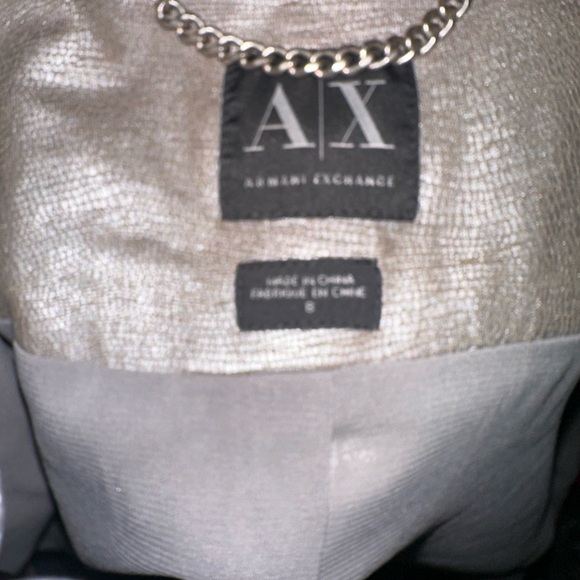 AX- Armani Exchange silver/metallic gray reptilian print faux leather blazer•Sz8 - Picture 11 of 16